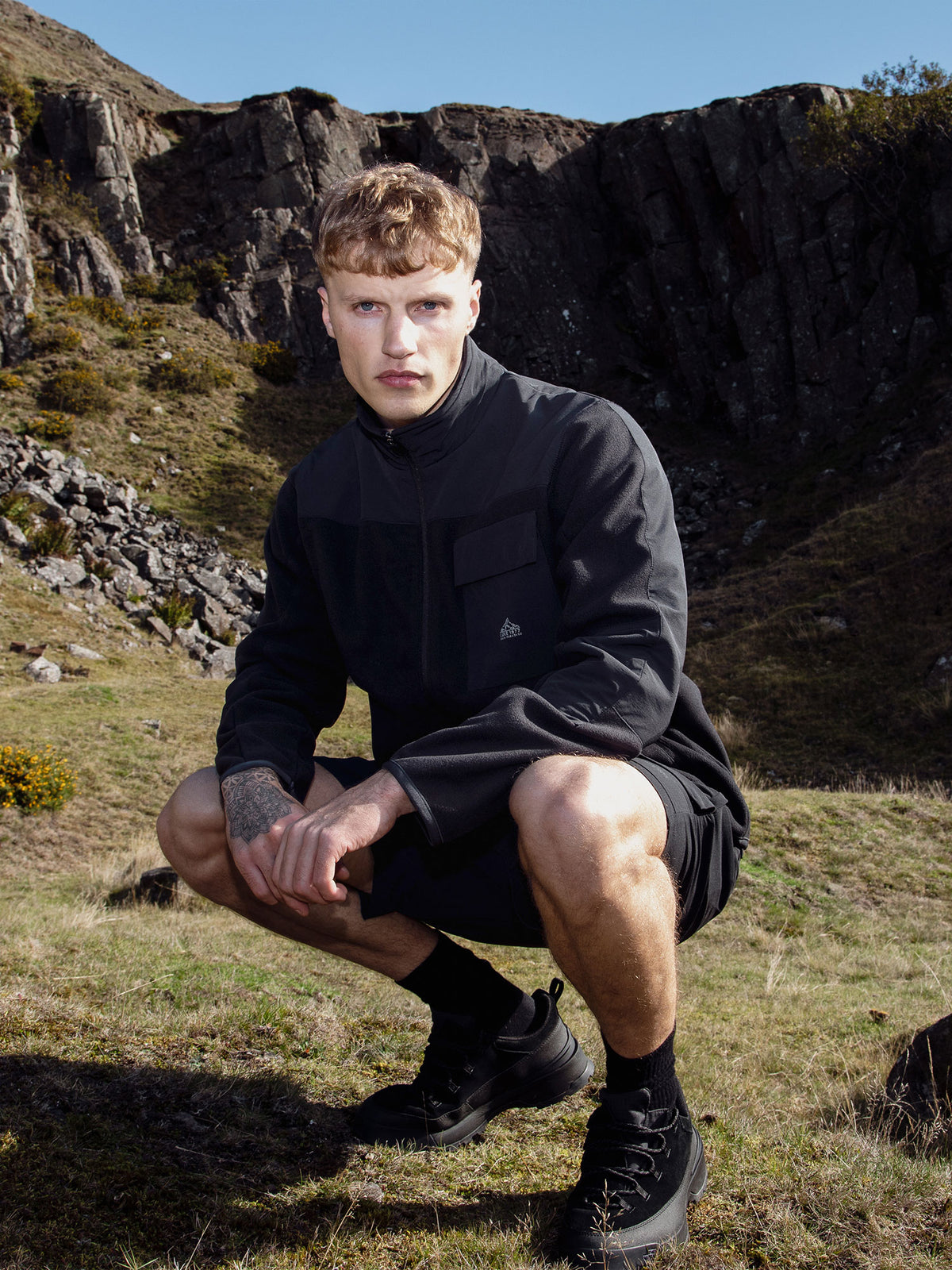 Men's black jacket.