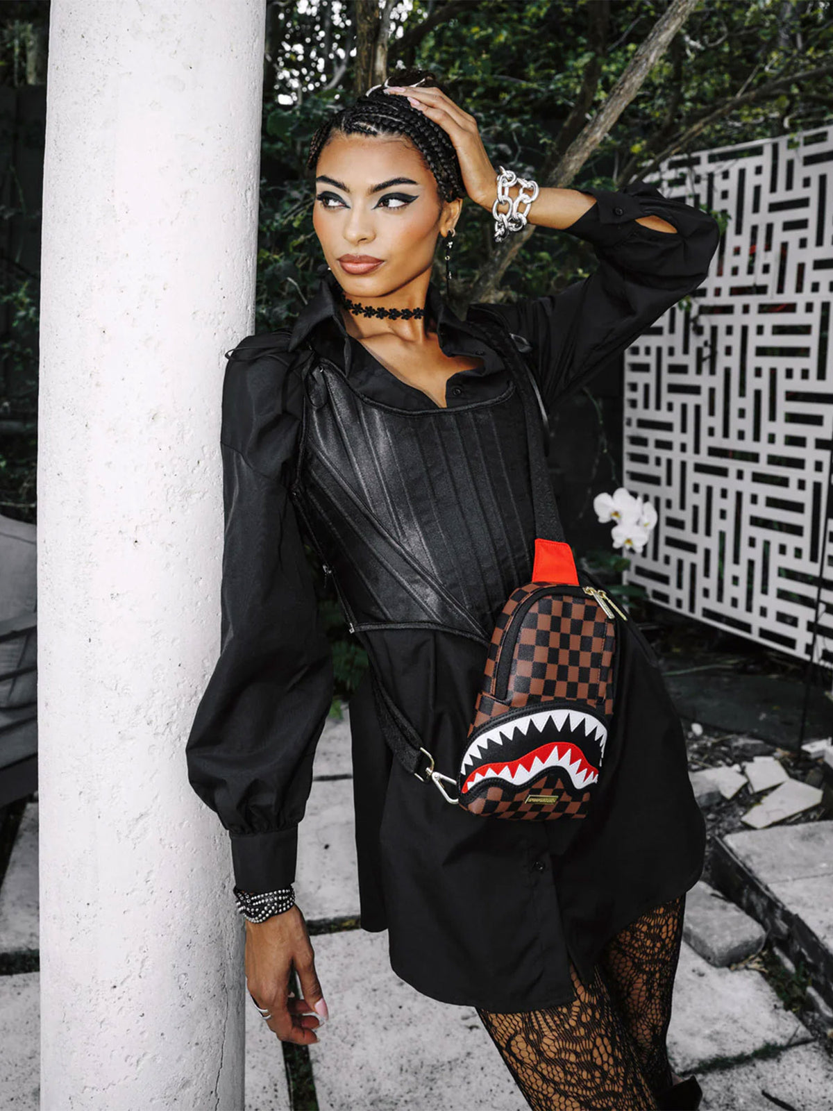 SPRAYGROUND SAWTOOTH SHARKS IN PARIS ONE-STRAP SLING