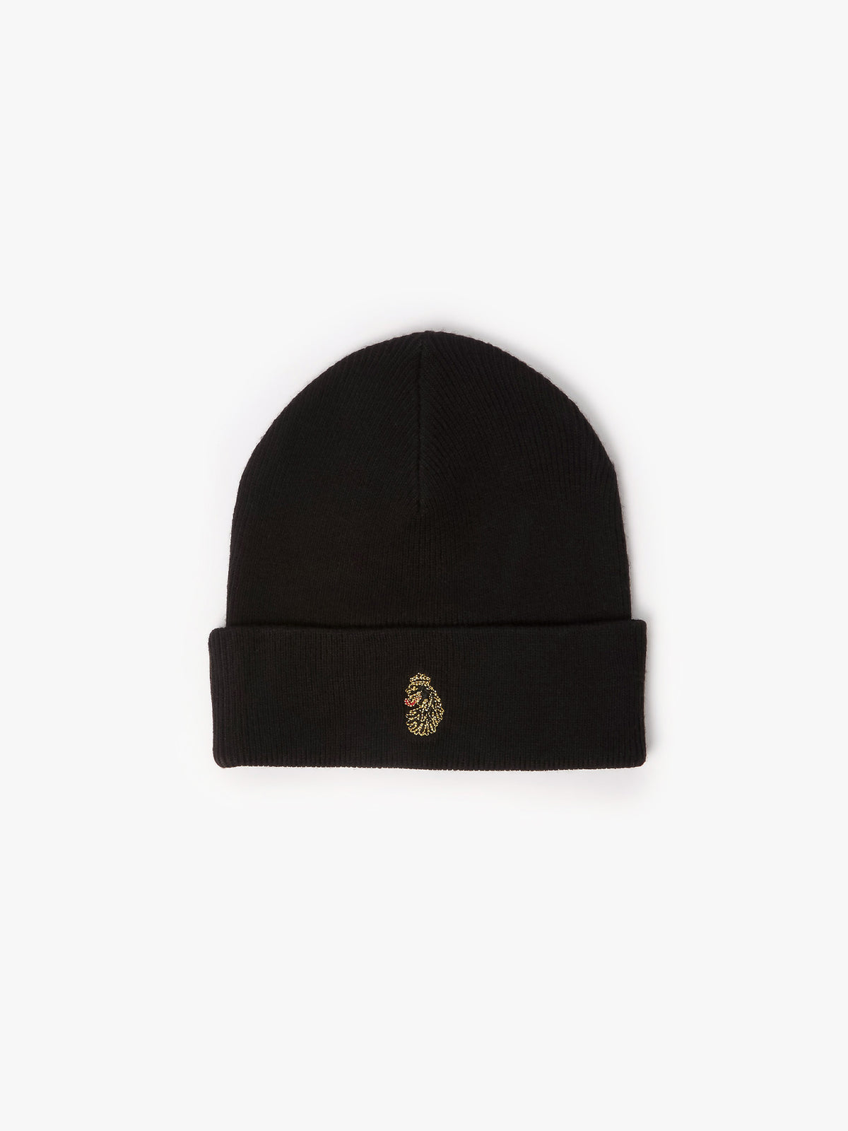 Men's black beanie.