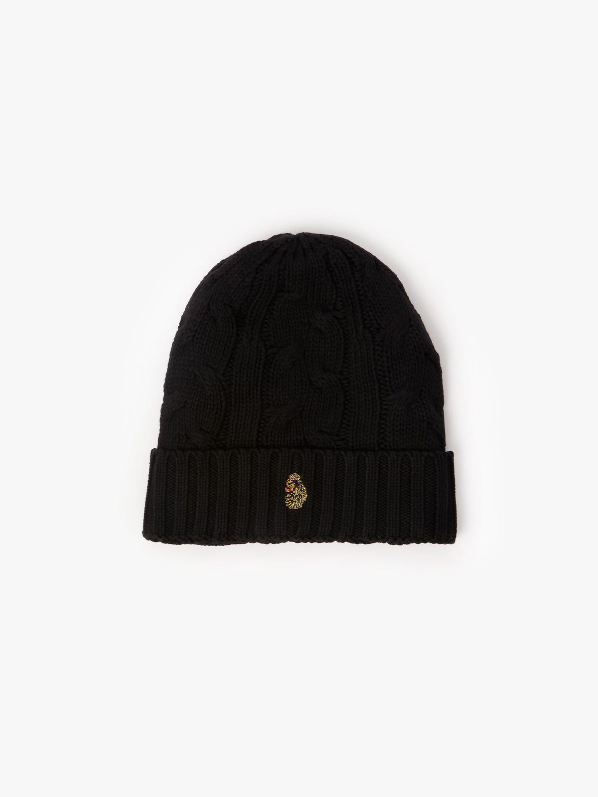 Men's black beanie.