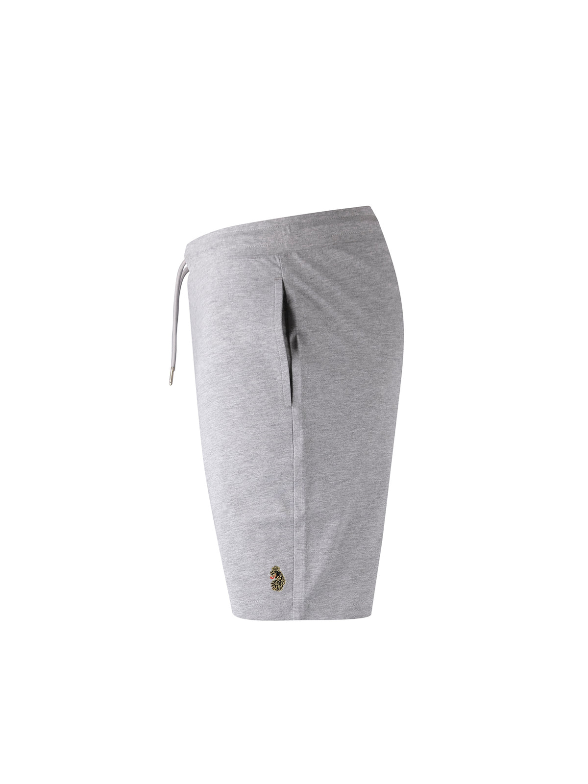 Men's grey shorts with drawstring waistband.