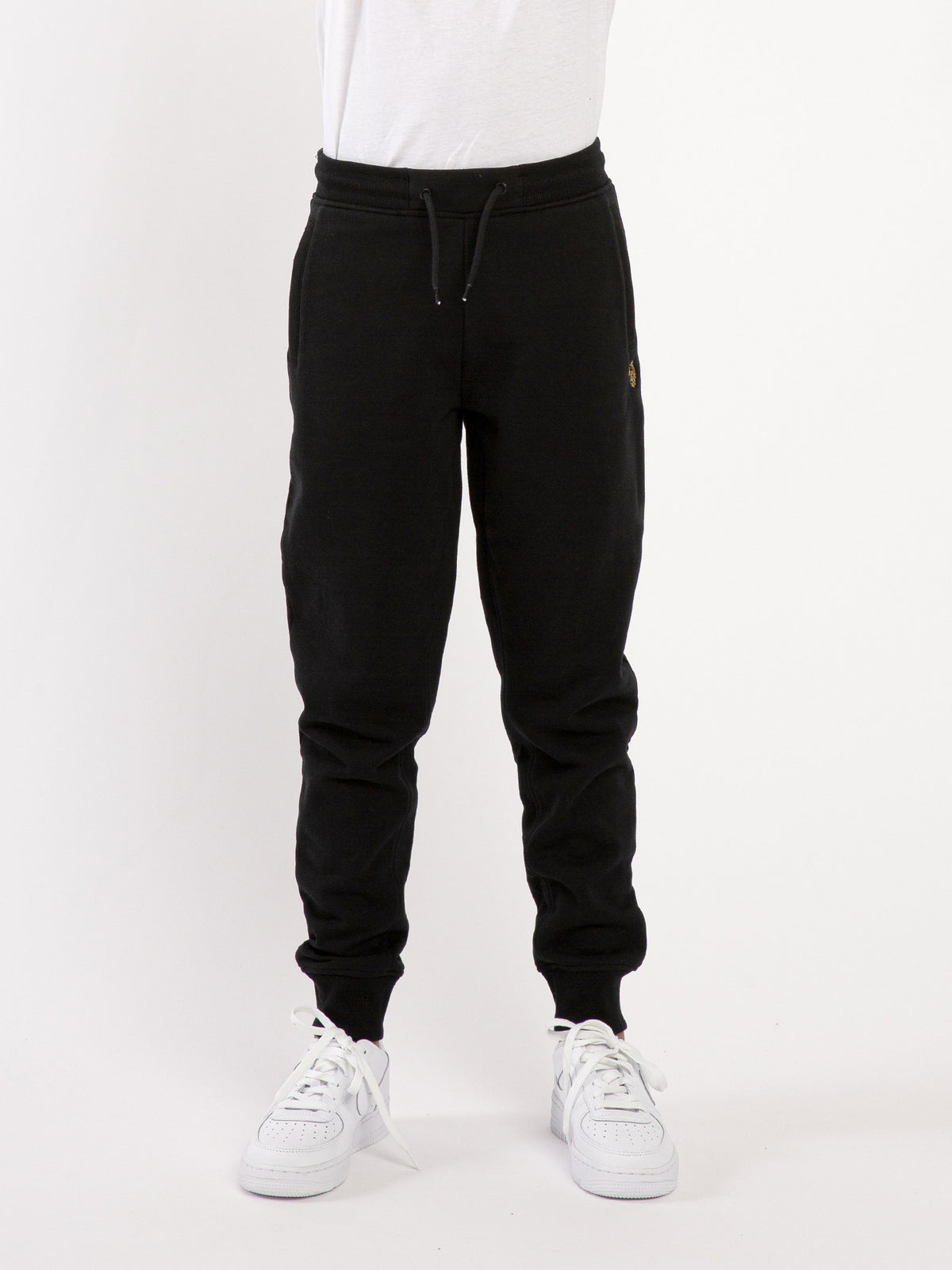 Boy's black joggers with fleece, back view