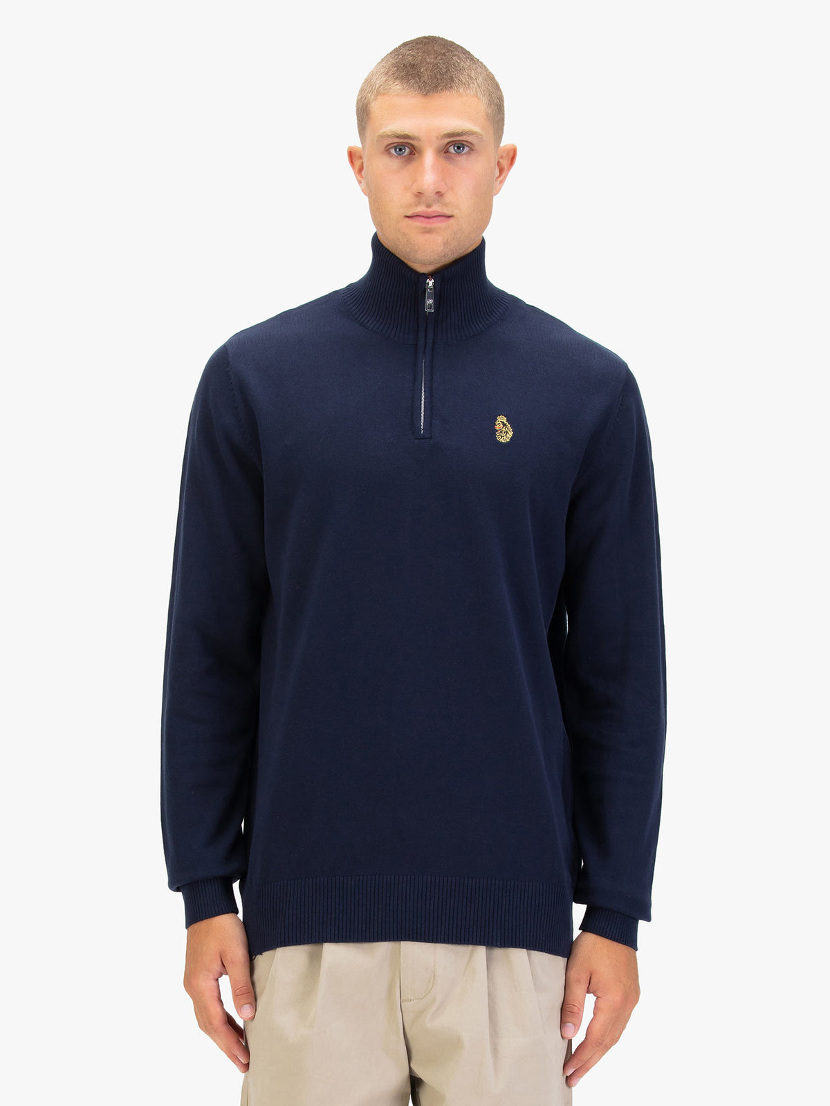 Pretender Quarter Zip Knitted Jumper - Navy