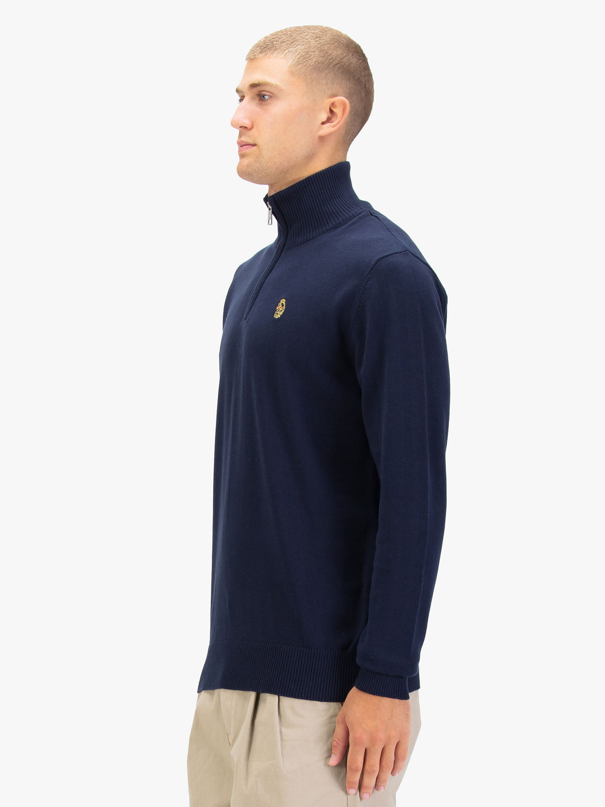Pretender Quarter Zip Knitted Jumper - Navy