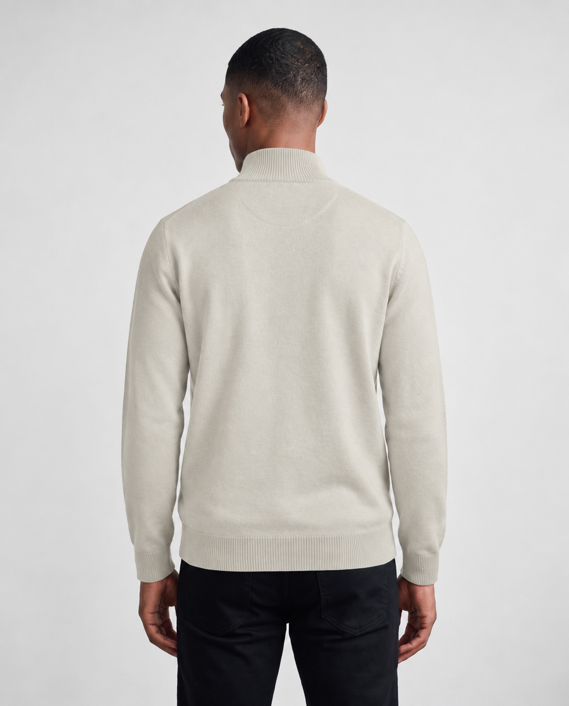 Pretender Quarter Zip Knitted Jumper - Stone