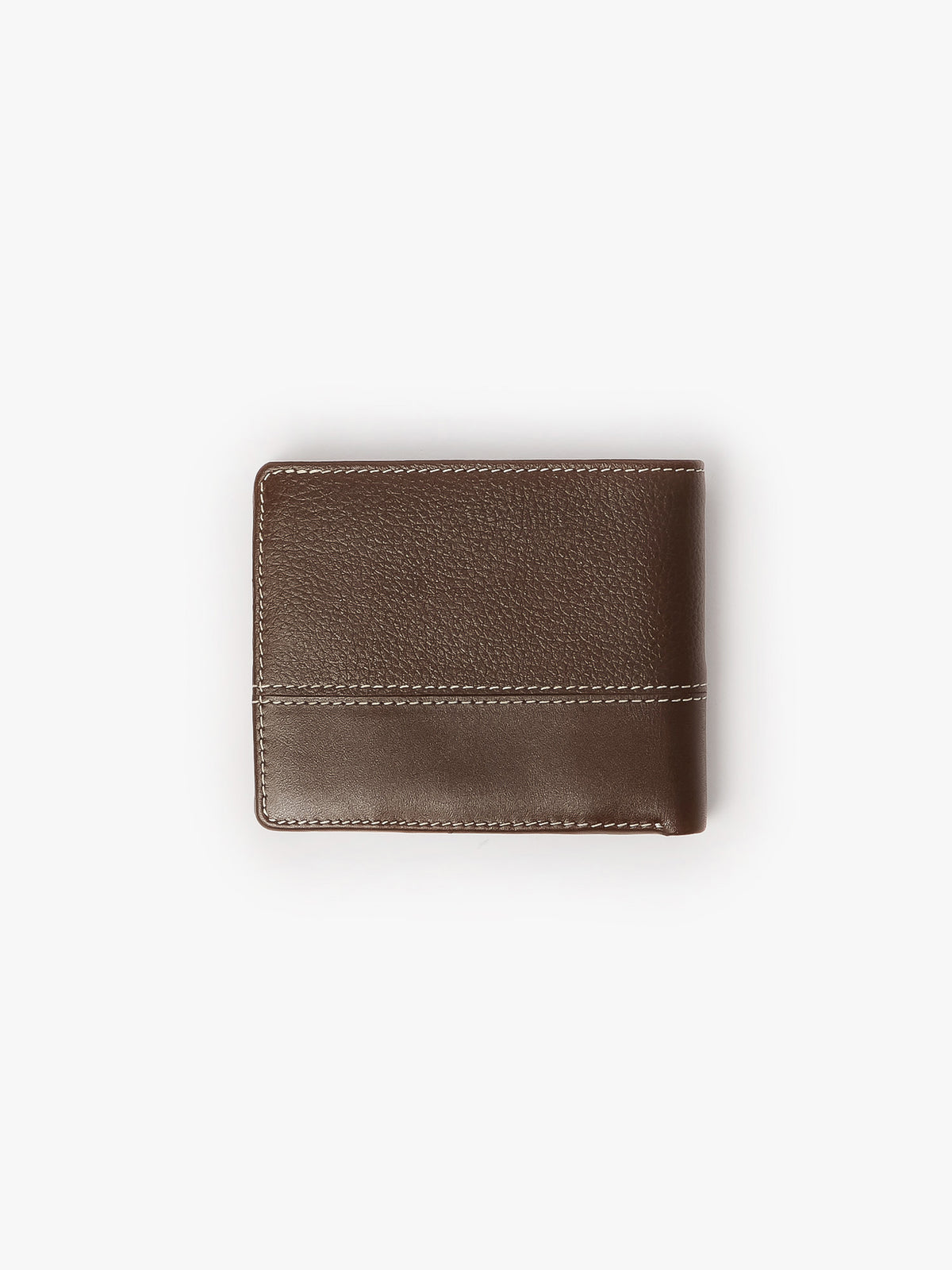 Back of brown LUKE 1977 Volcombe leather wallet with contrast stitching