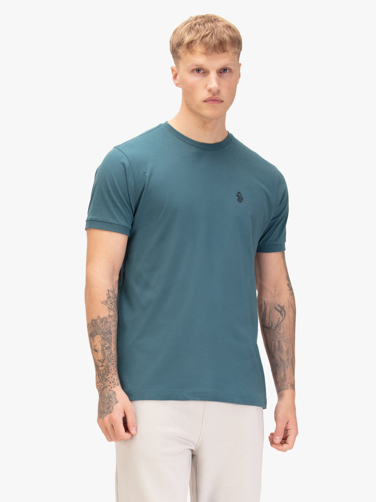 Men's multi t-shirt with crew neck and short sleeves, front view