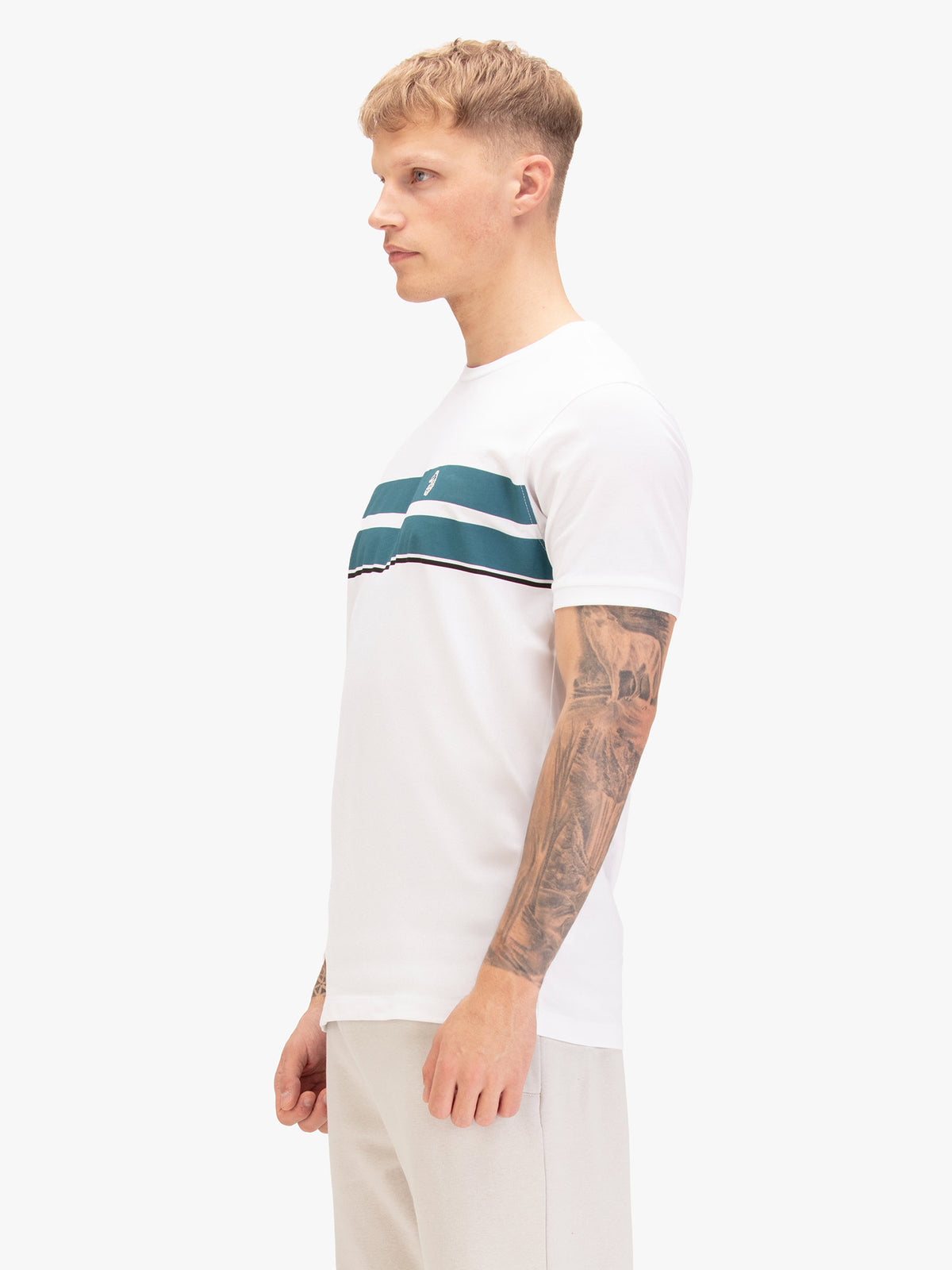 Men's multi t-shirt with crew neck and short sleeves, back view