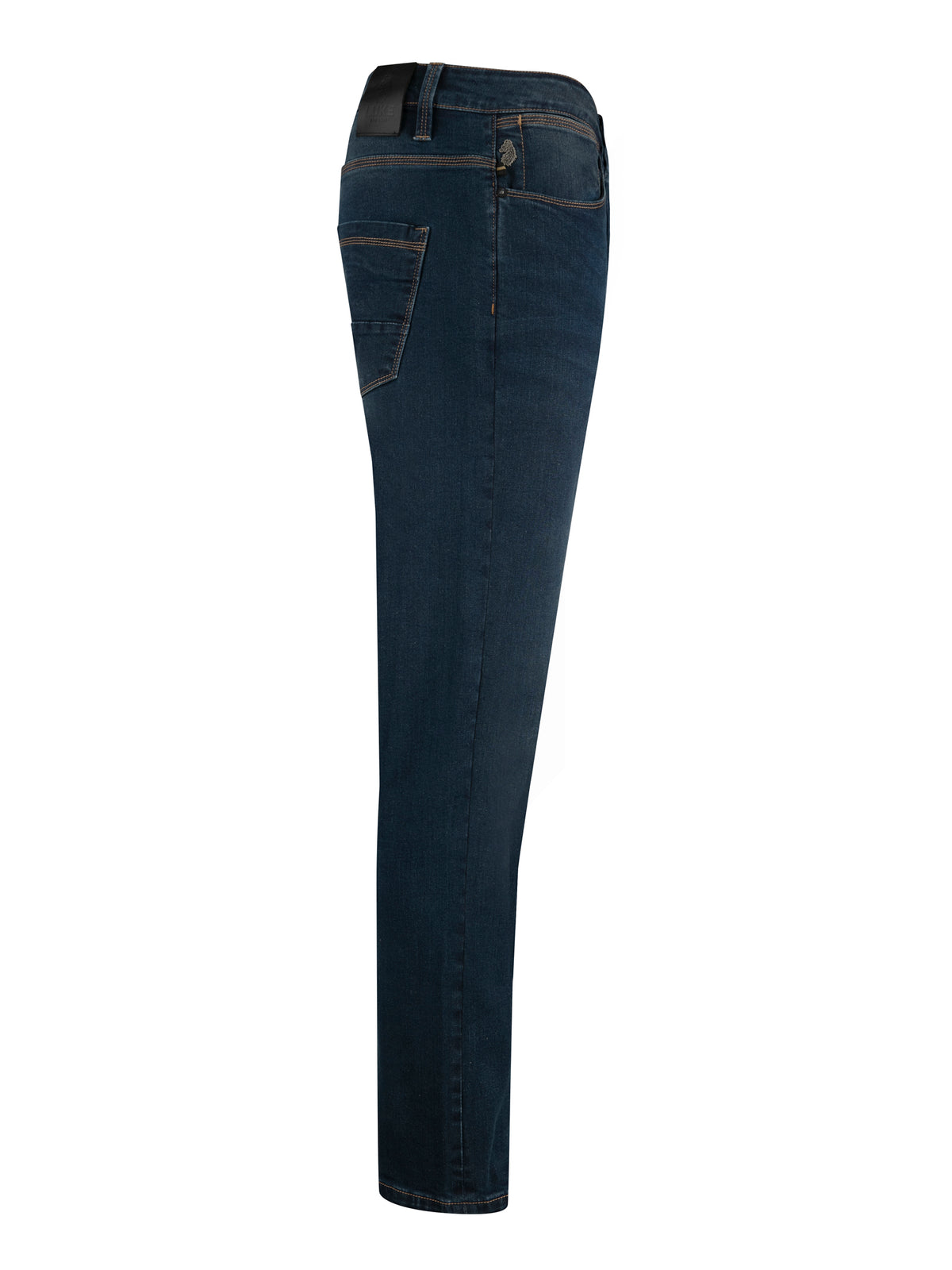 Men's blue jeans, side view.
