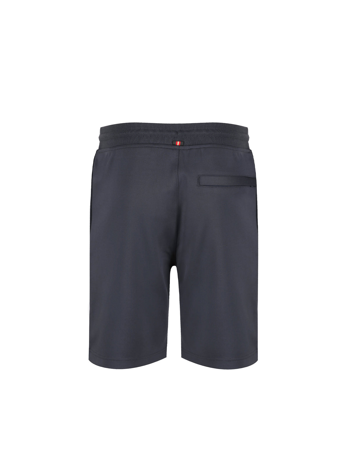 Back of charcoal LUKE 1977 TTTST tricot shorts with zip back pocket