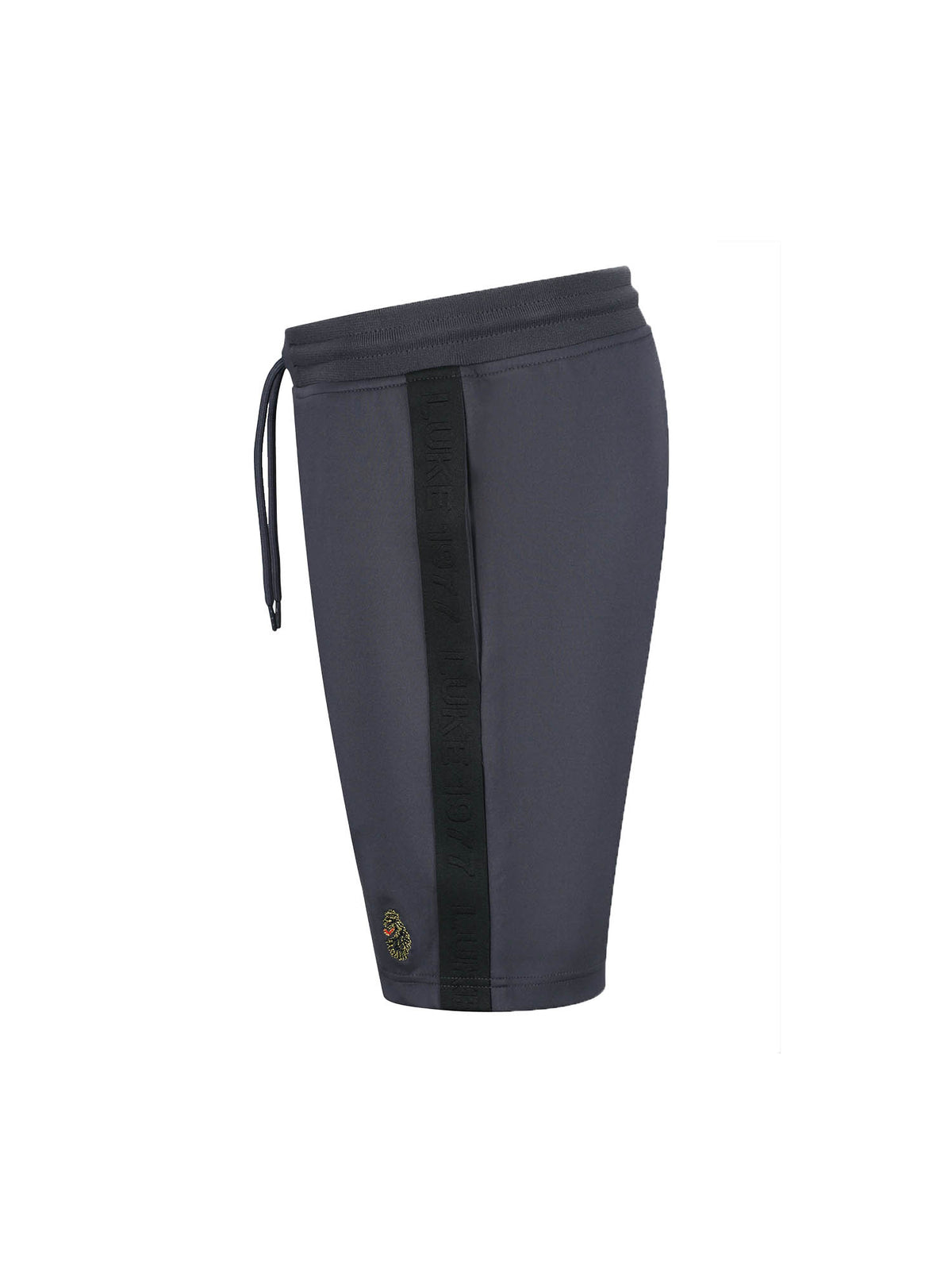 Charcoal LUKE 1977 TTTST shorts, side profile showing black LUKE 1977 trim tape