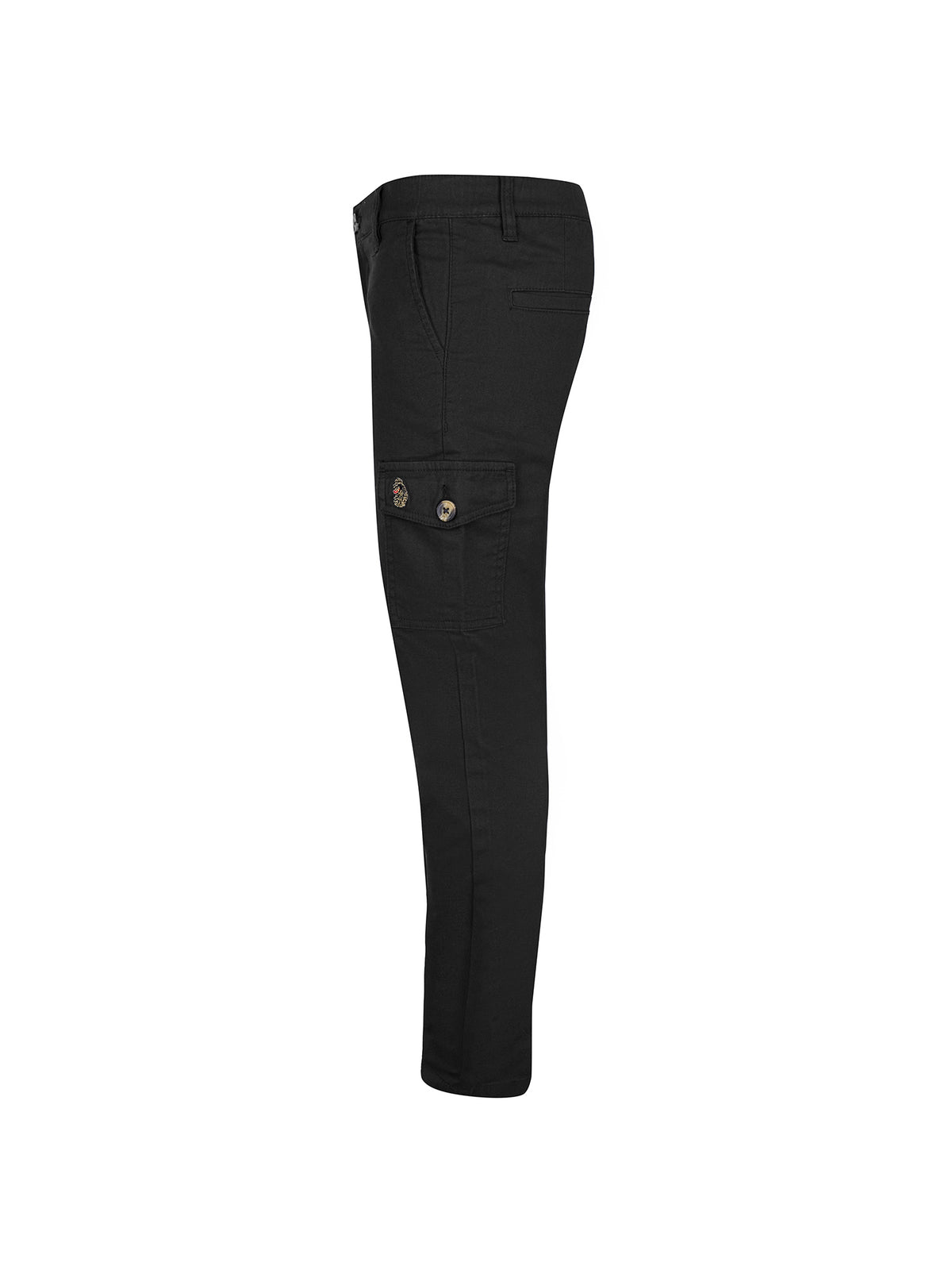 Boy's black trousers with cotton, side view