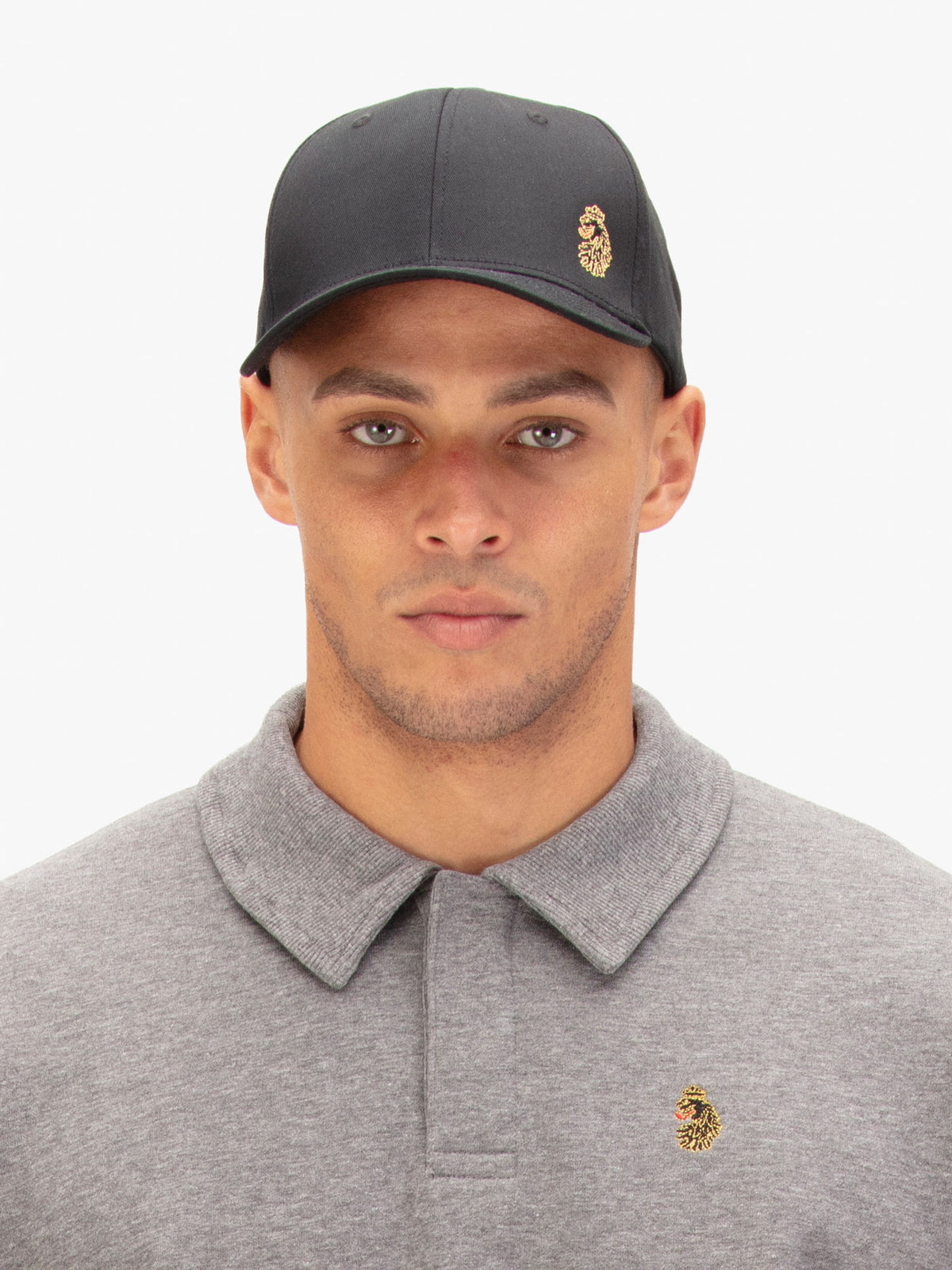 Men's black hat.
