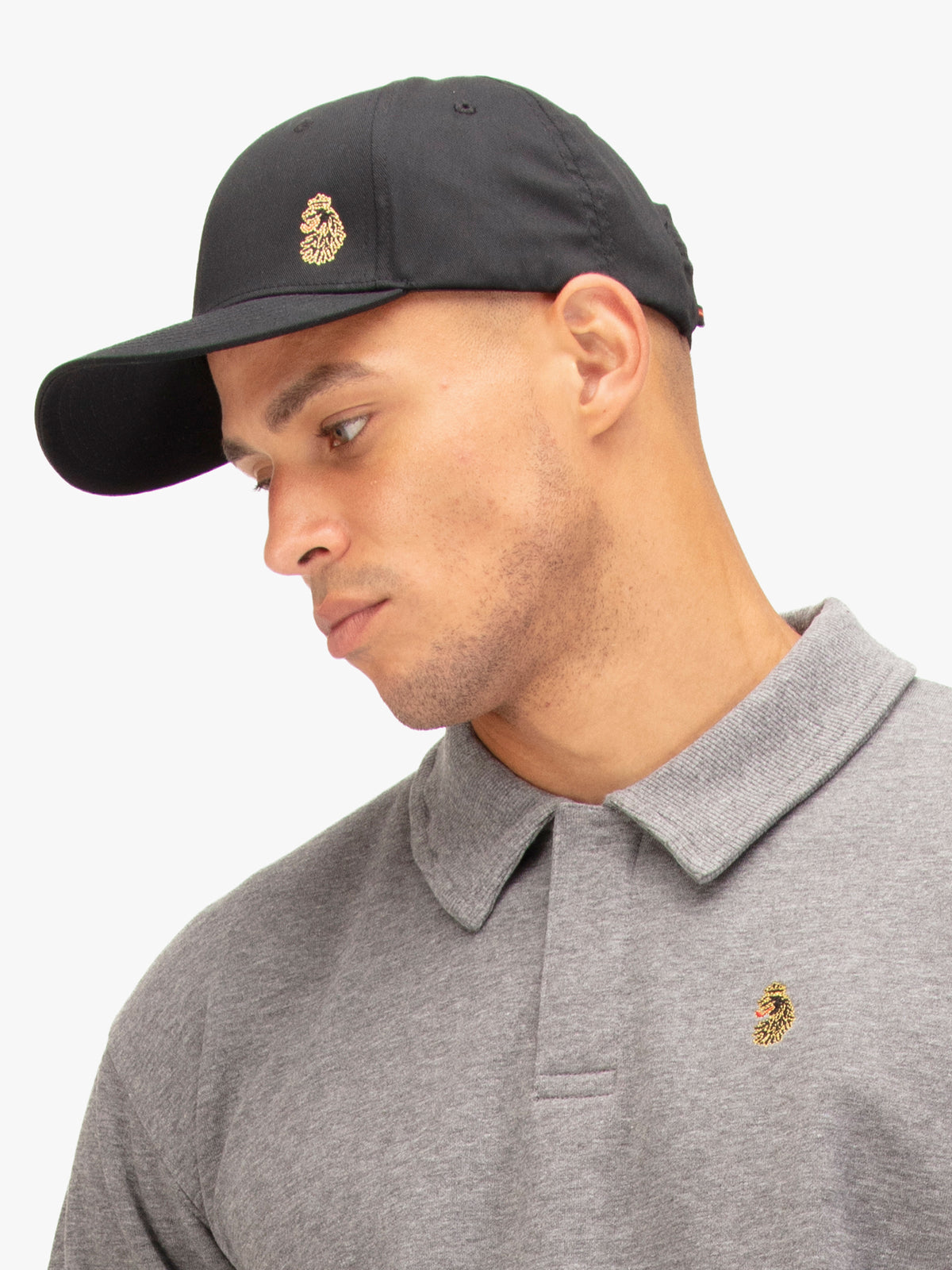 Men's black hat.
