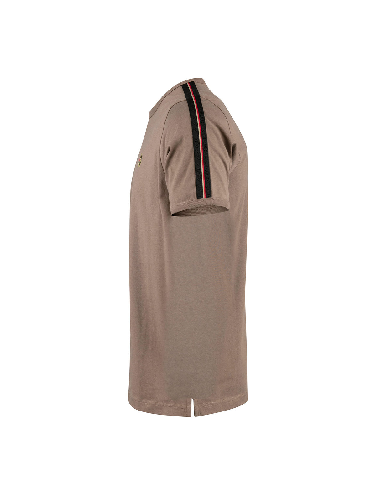 Men's brown t-shirt with crew neck and short sleeves, back view