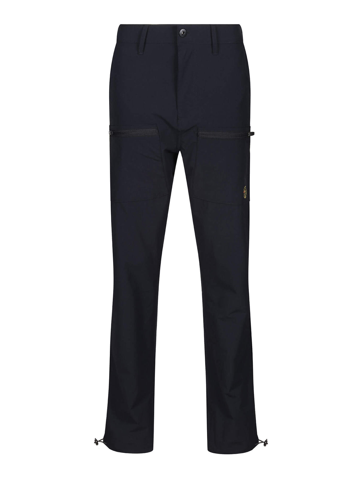 Men's black cargo trousers with cargo pockets, front view