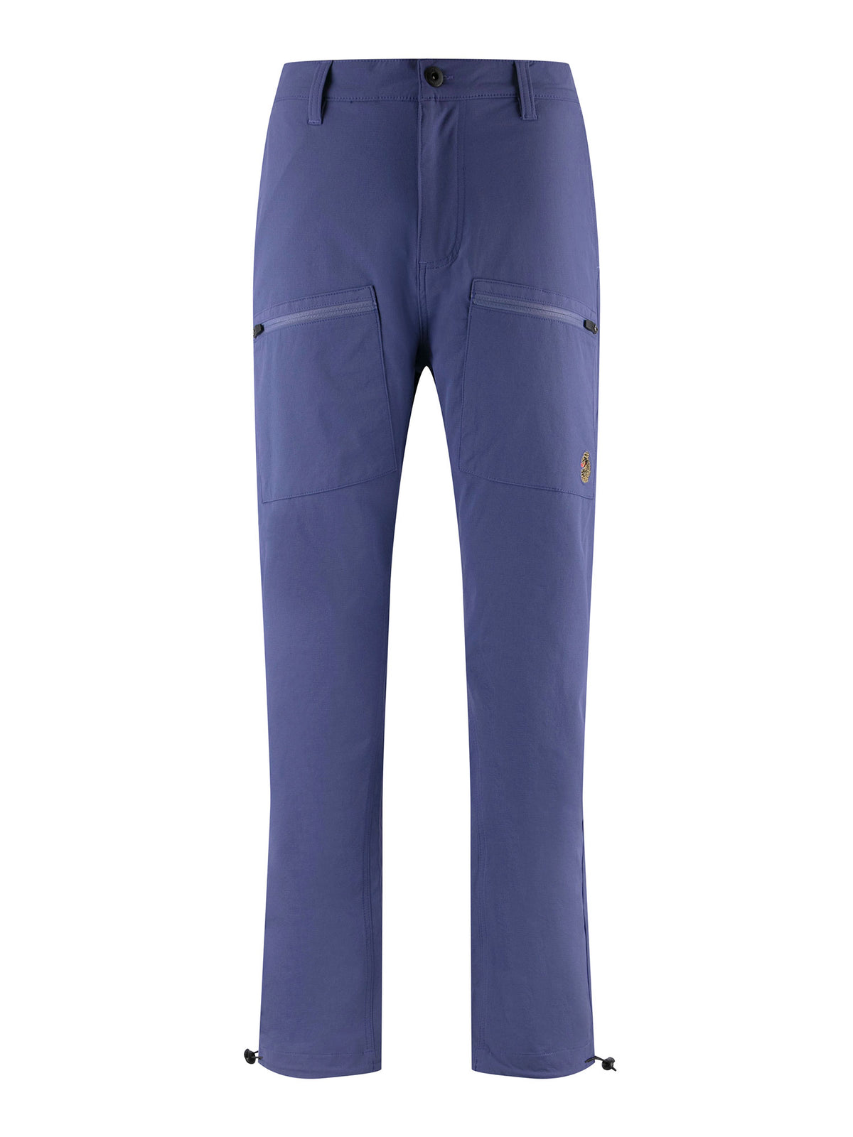 Men's purple cargo trousers with cargo pockets.