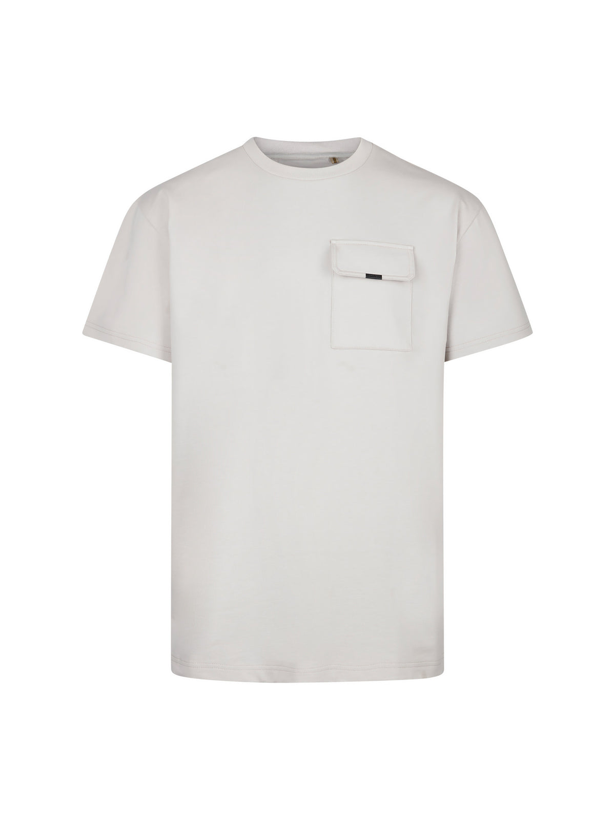 Men's relaxed-fit grey t-shirt with crew neck and short sleeves, front view