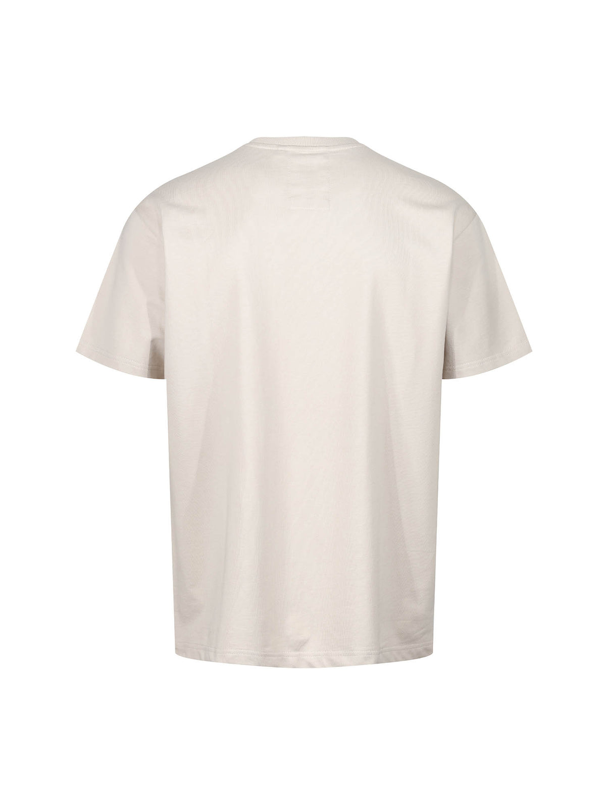 Men's relaxed-fit beige t-shirt with crew neck and short sleeves - back view.