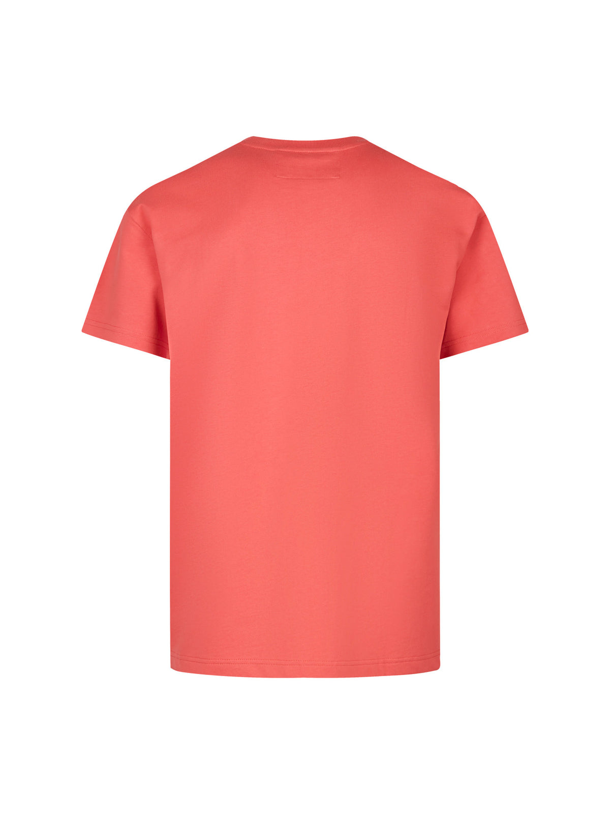 Men's relaxed-fit red t-shirt with crew neck and short sleeves, back view