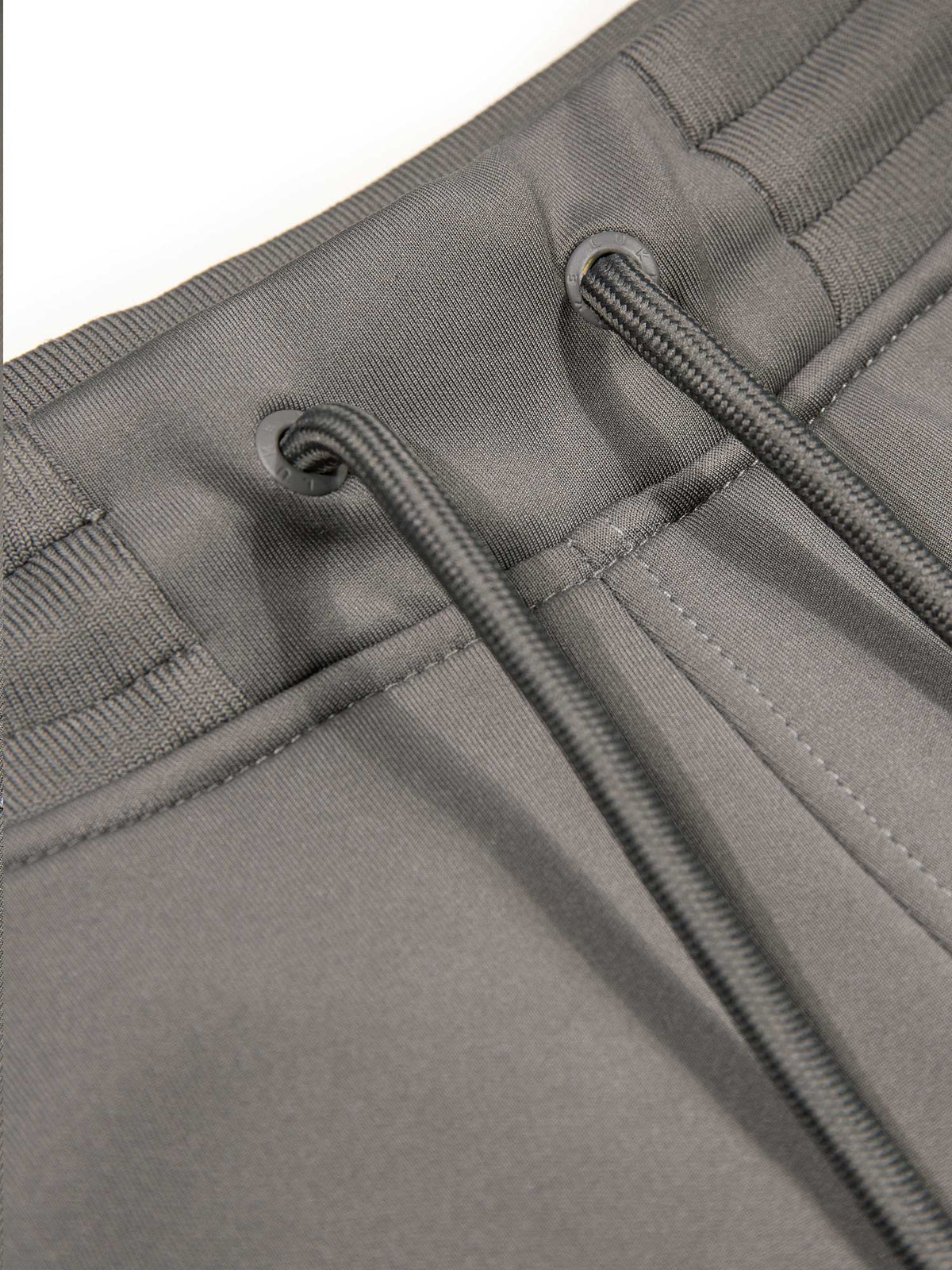 Men's grey shorts with drawstring waistband, detail view 1