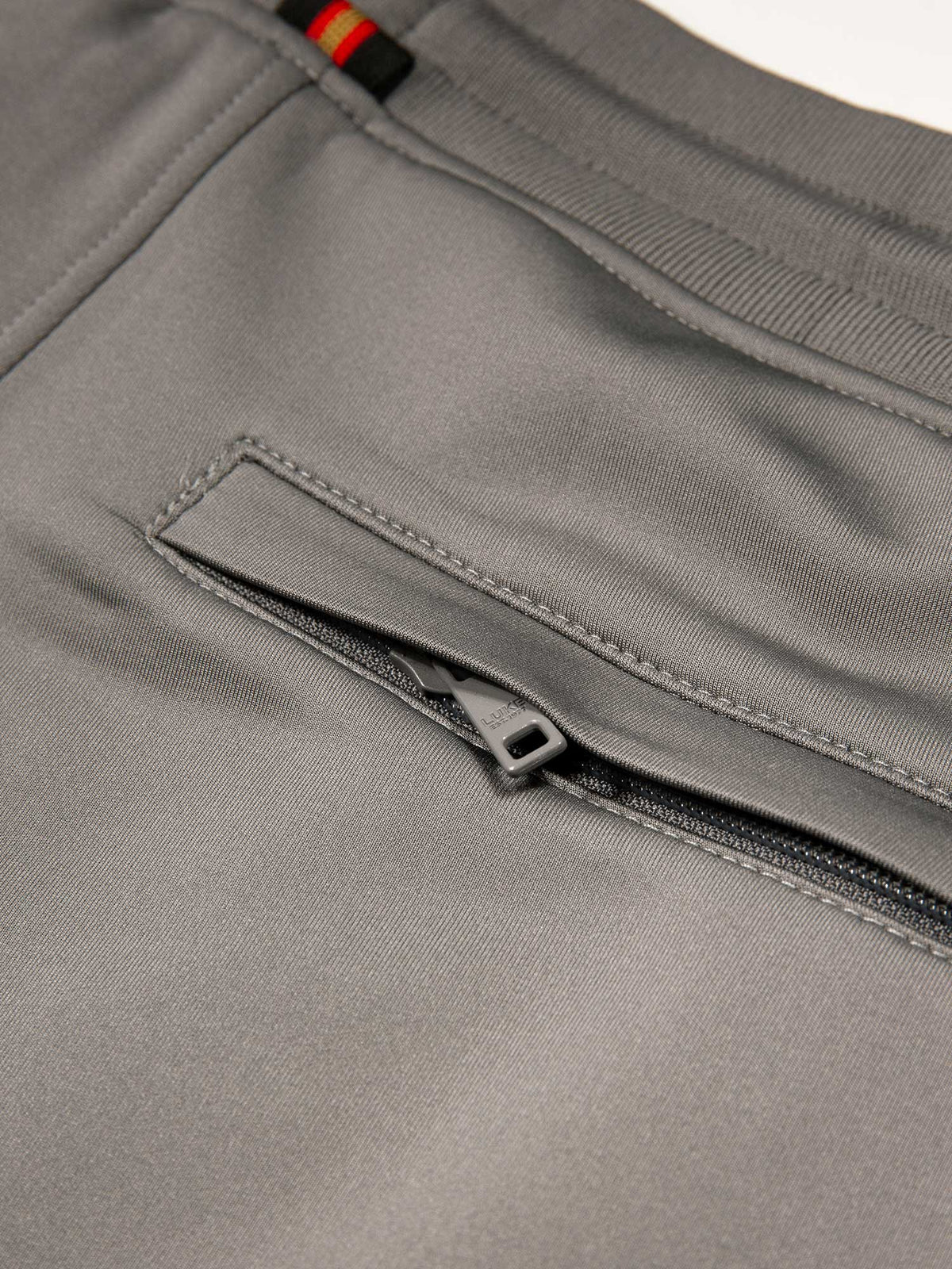 Men's grey shorts with drawstring waistband, detail view 3