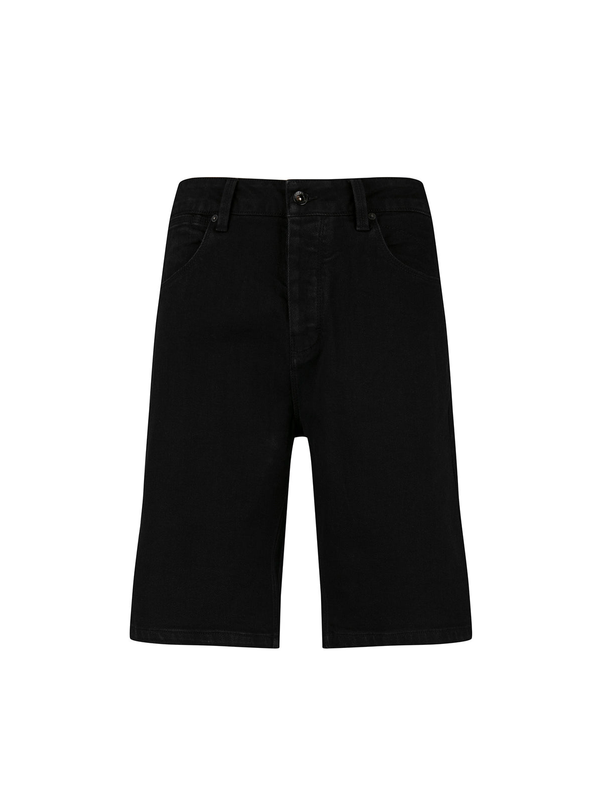 Men's black shorts with drawstring waistband.