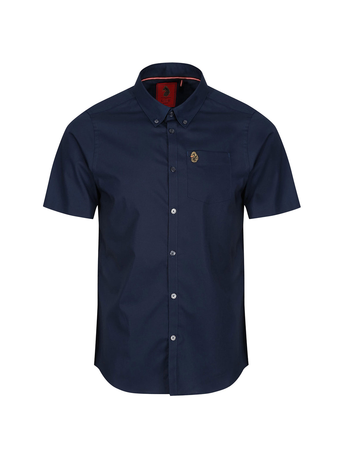 Boy's navy shirt with cotton, front view