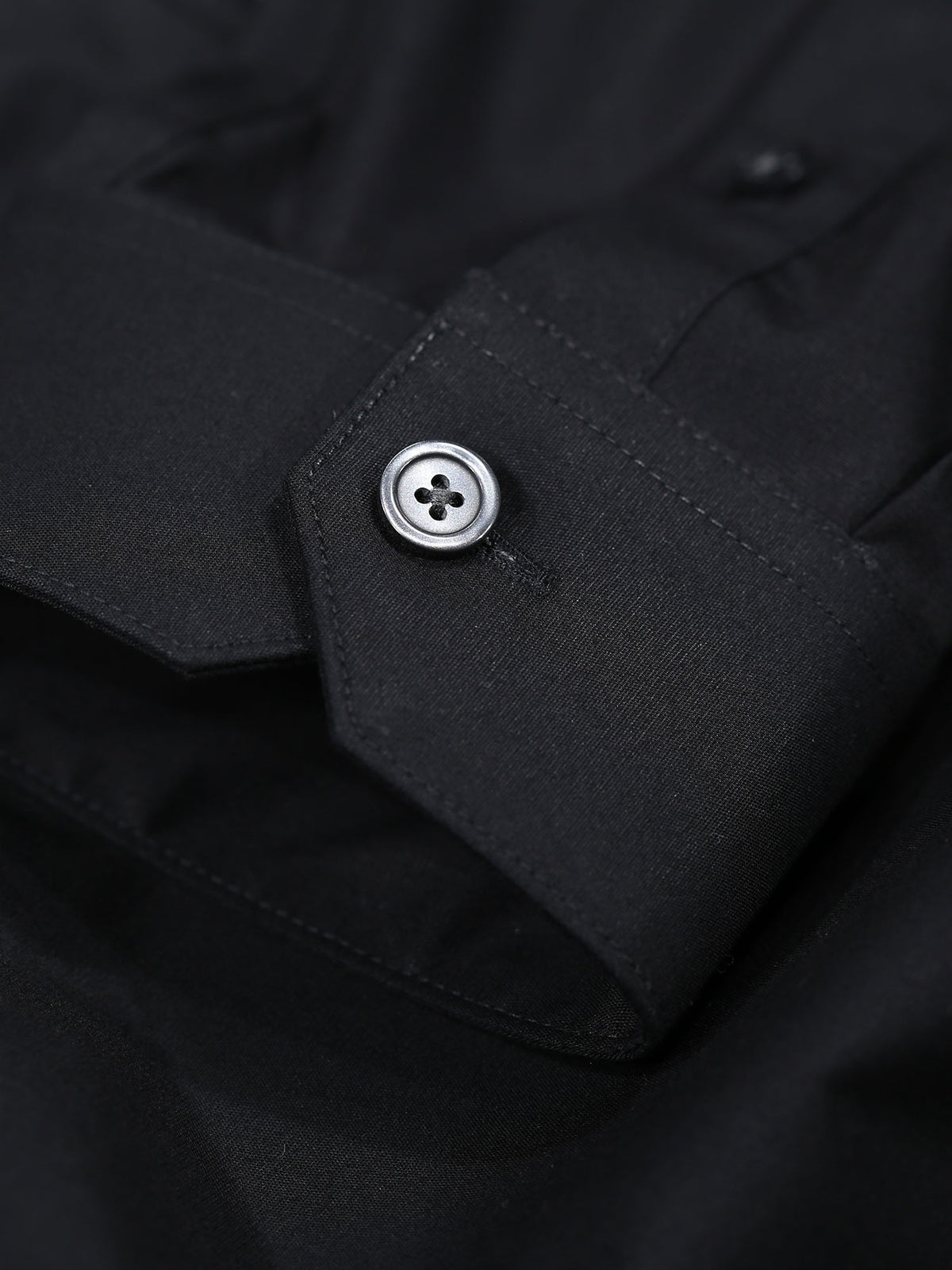 Men's black shirt with button-up front.