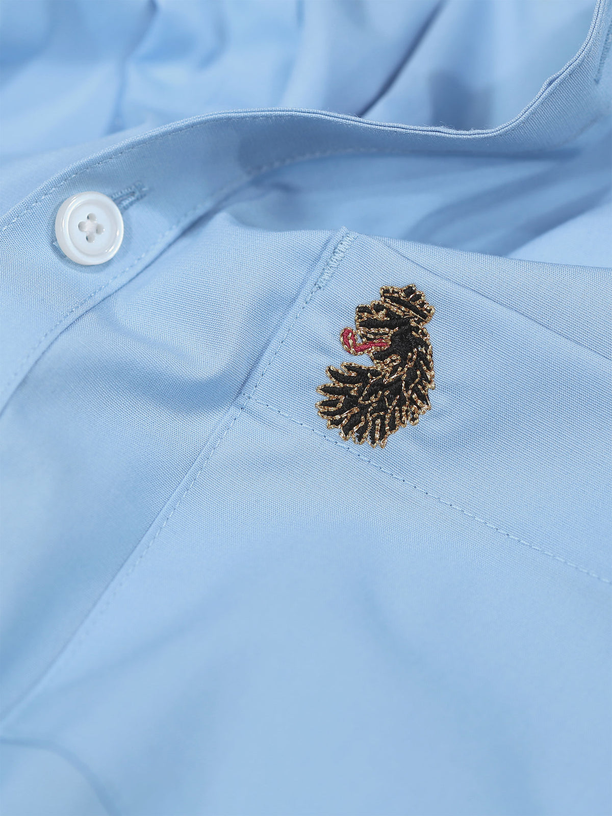 Men's blue shirt with button-up front.
