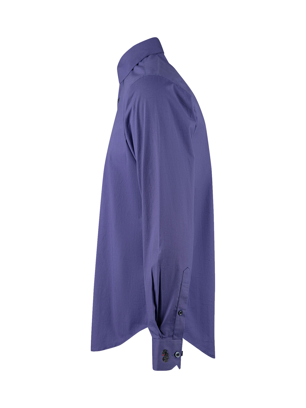 Men's purple shirt with button-up front.