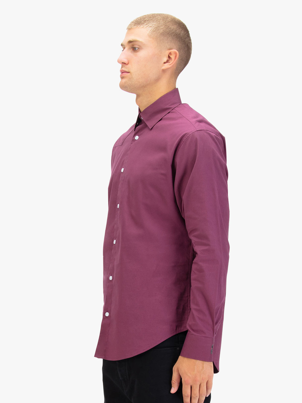 Men's red shirt with button-up front.