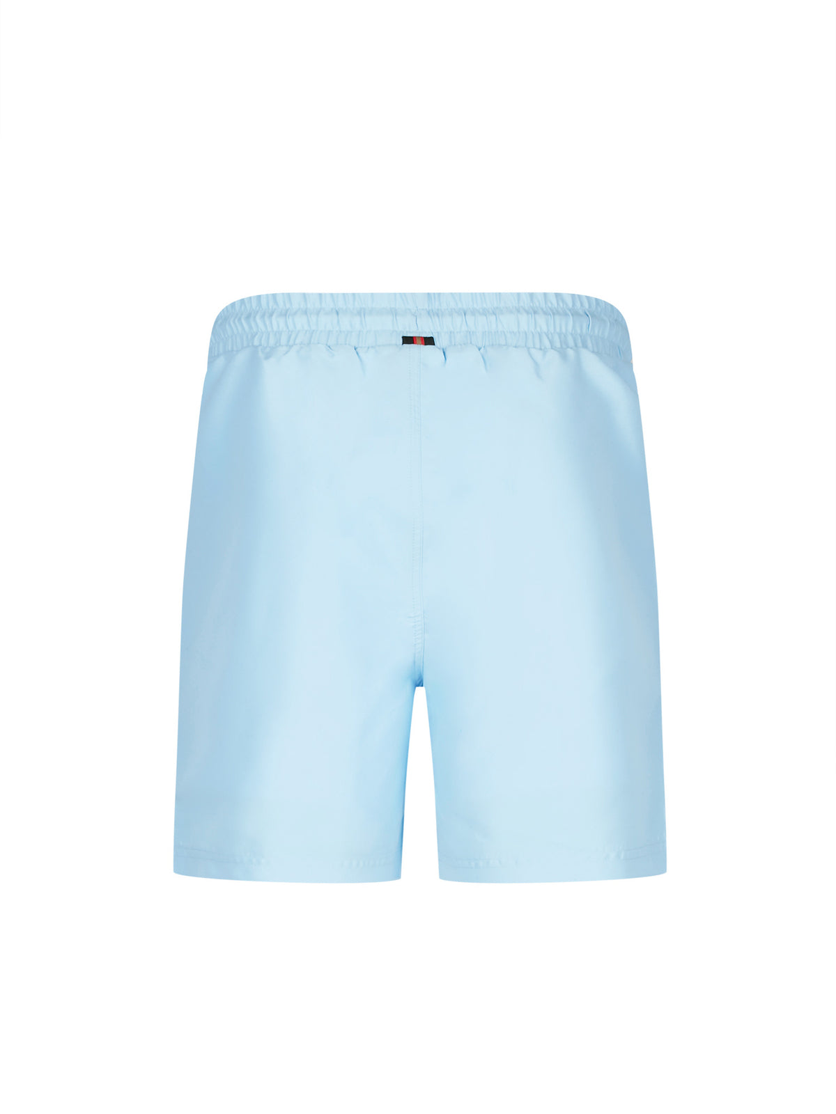 Men's blue-1 swim shorts with drawstring waistband, back view