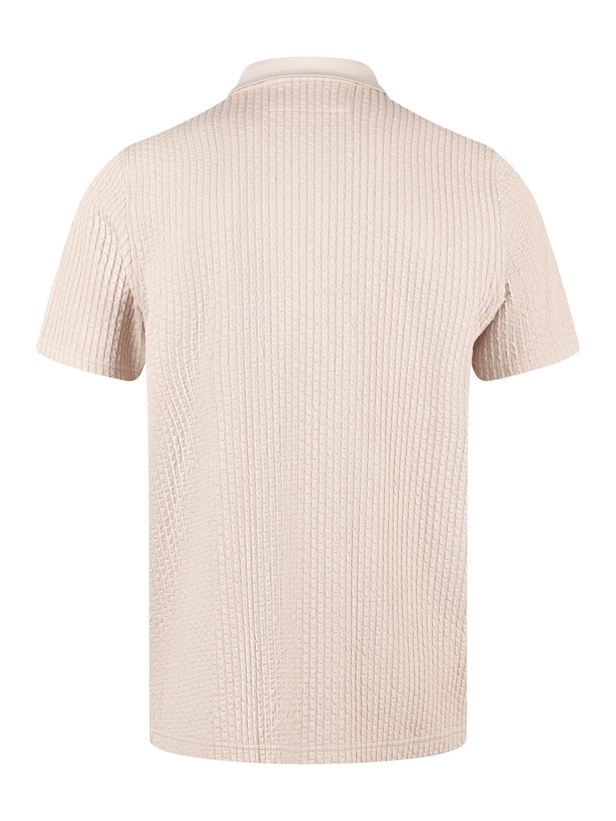 WAFFLE ON JACQUARD TEXTURED ZIP POLO