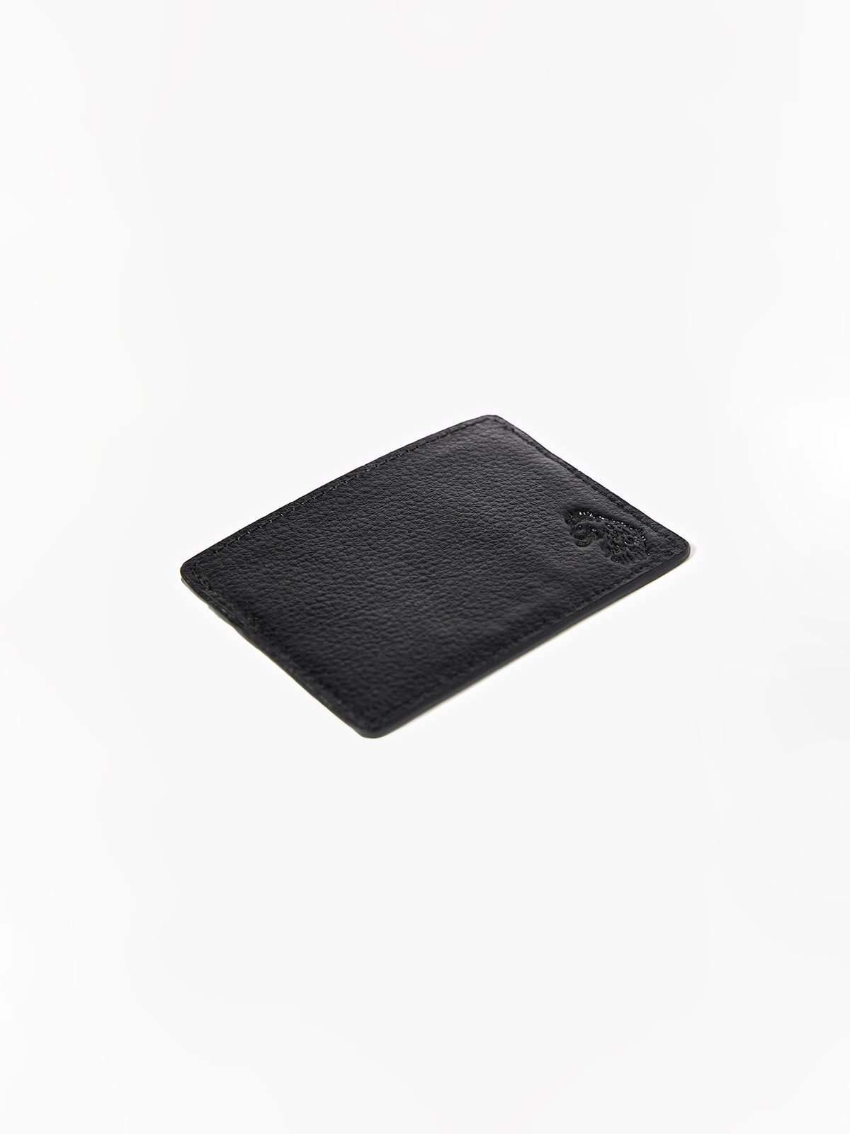 Black LUKE 1977 Milled leather card holder, angled view