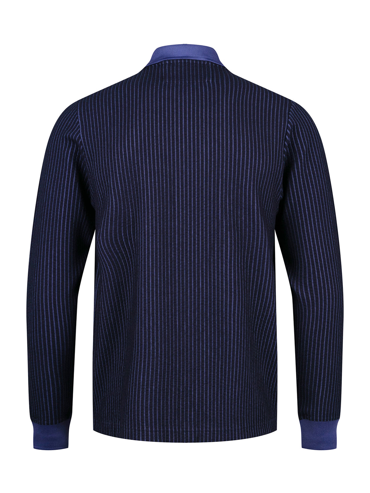 Men's navy polo shirt with polo collar.