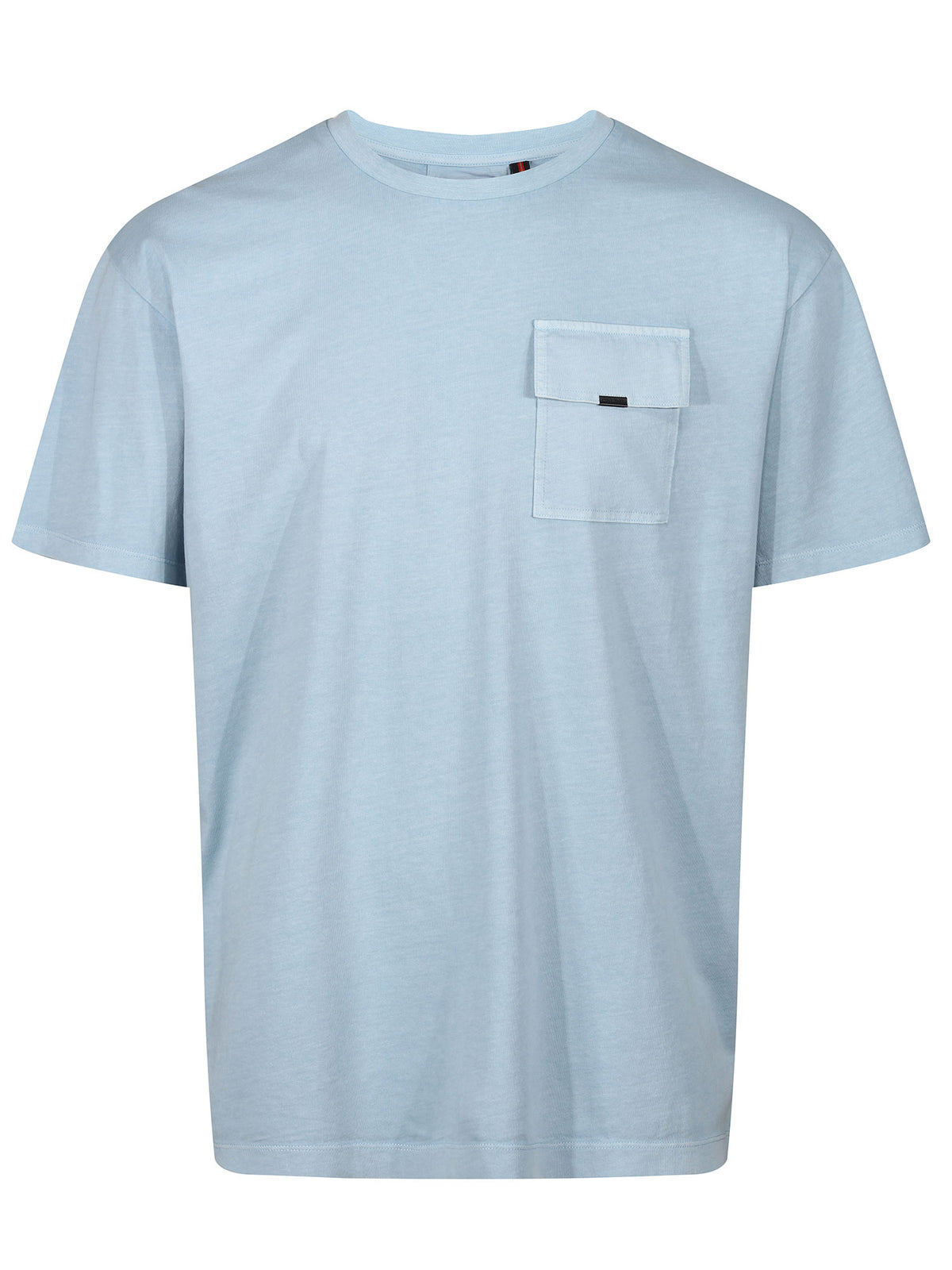 Men's blue t-shirt with crew neck and short sleeves.