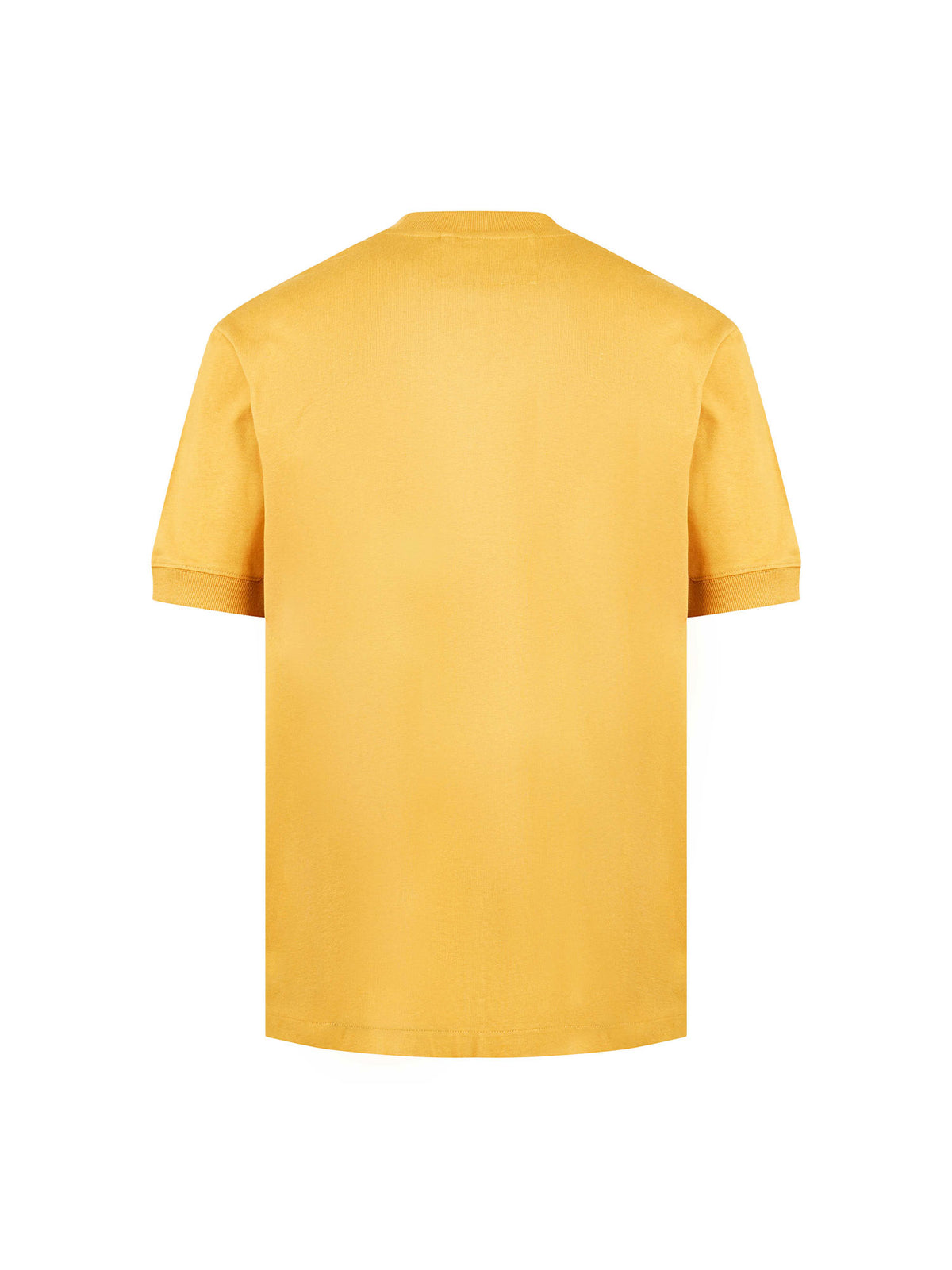 Men's relaxed-fit yellow t-shirt with crew neck and short sleeves, side view