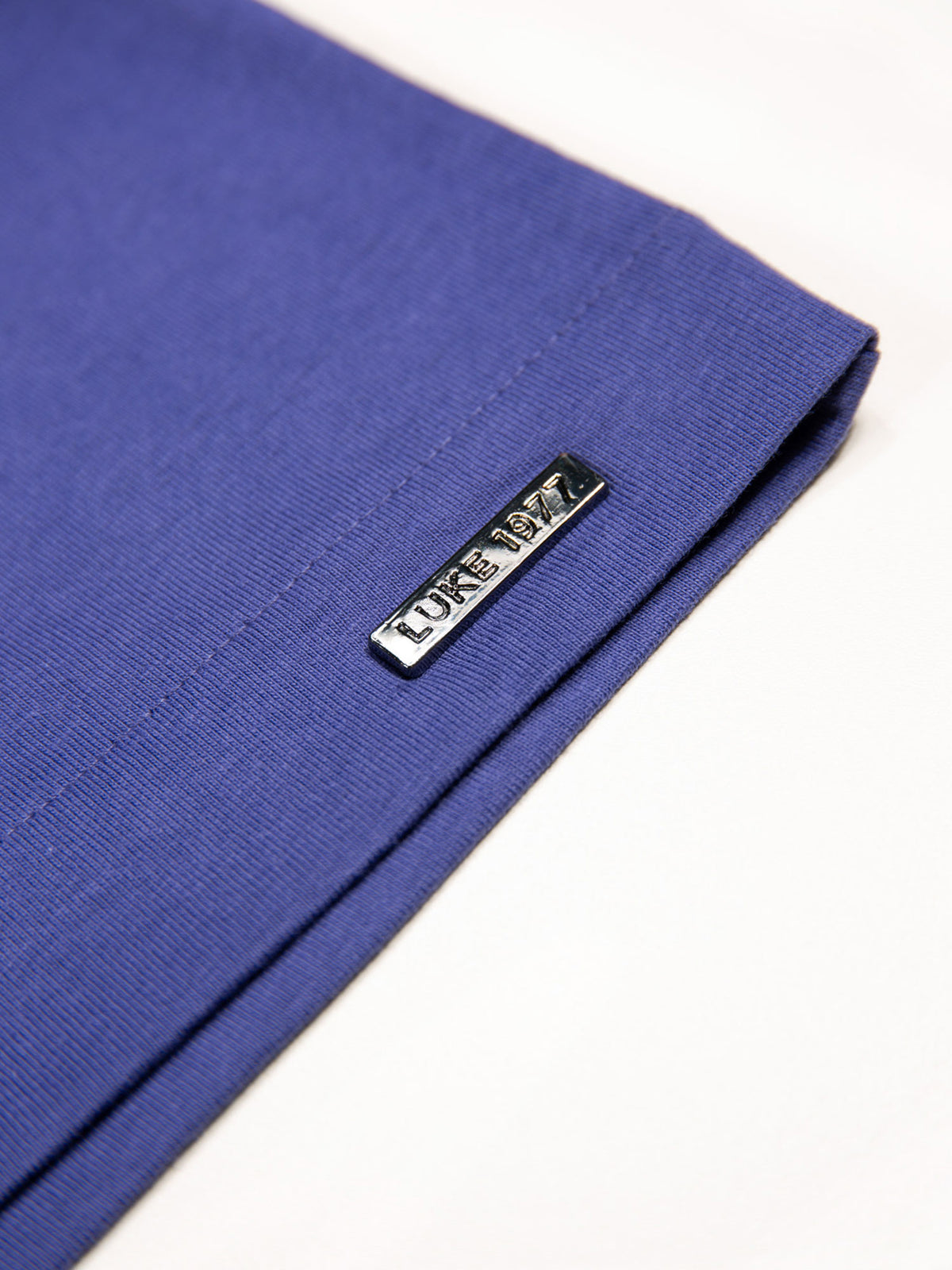 Men's purple t-shirt with crew neck and short sleeves - back view.