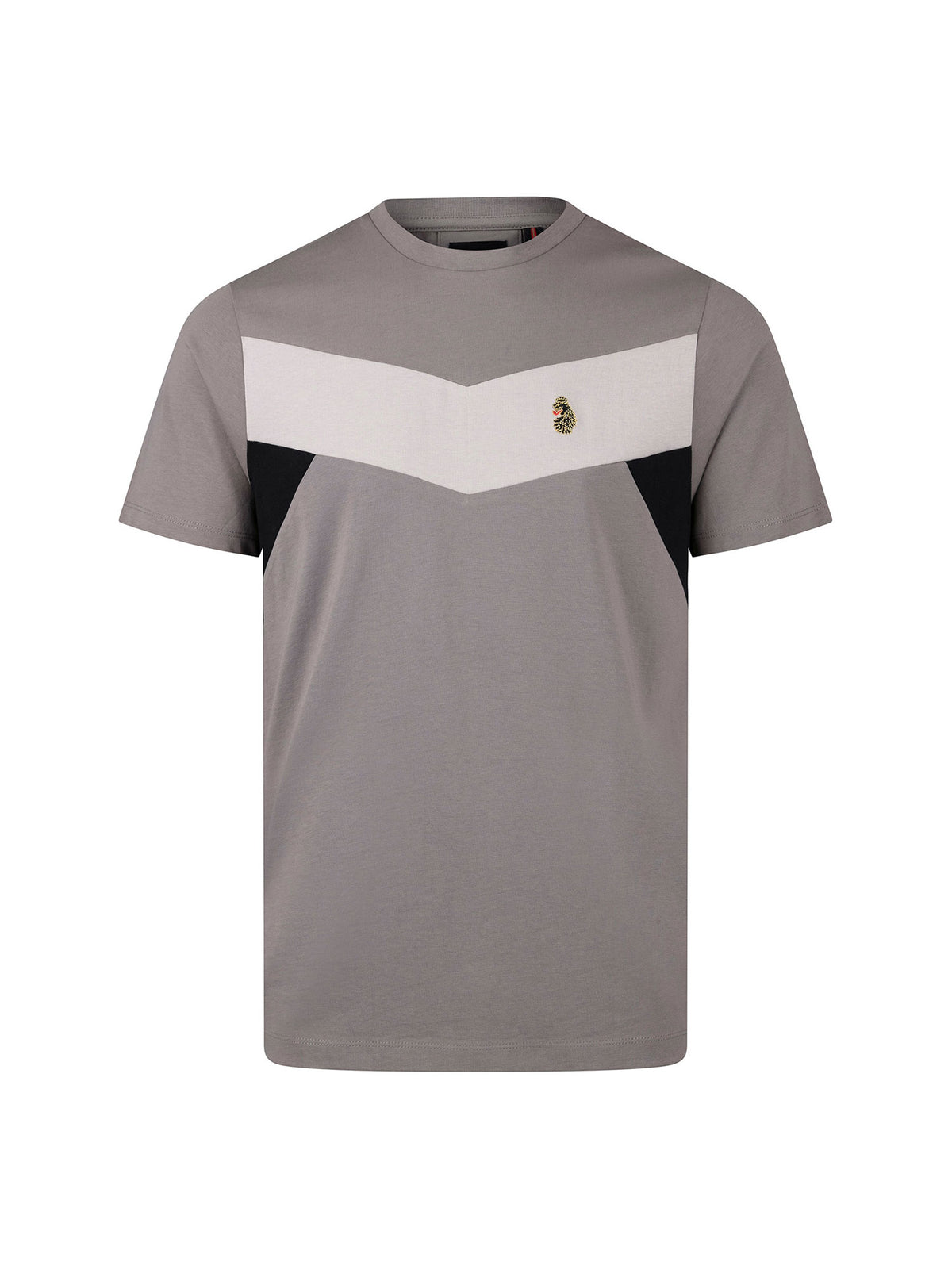 Boy's grey t-shirt with crew neck and cotton, front view
