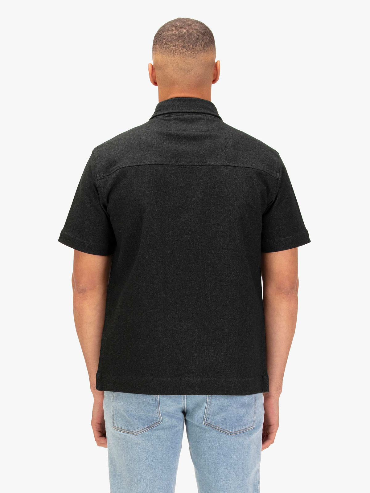Men's grey shirt with button-up front.
