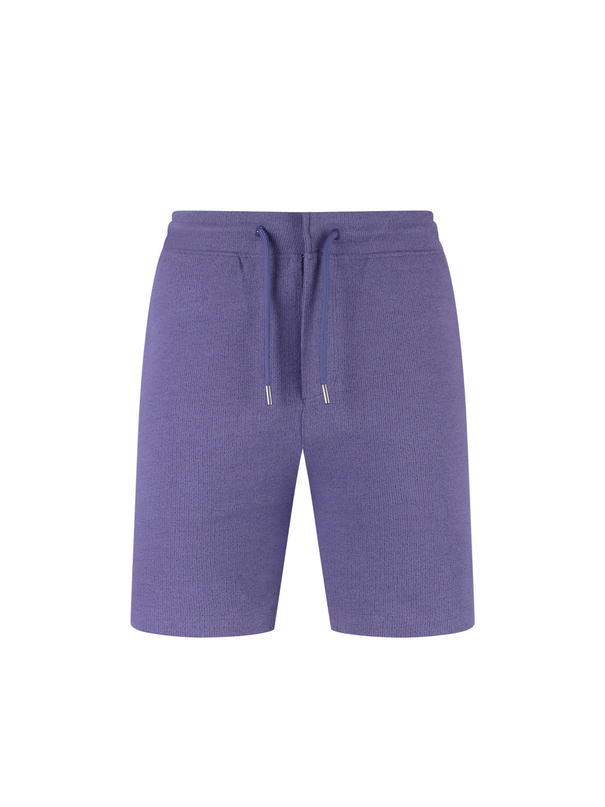 Men's purple shorts with drawstring waistband.