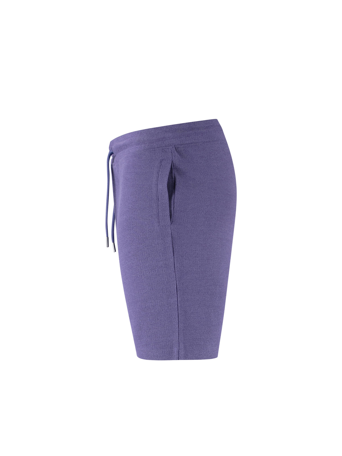 Men's purple shorts with drawstring waistband.