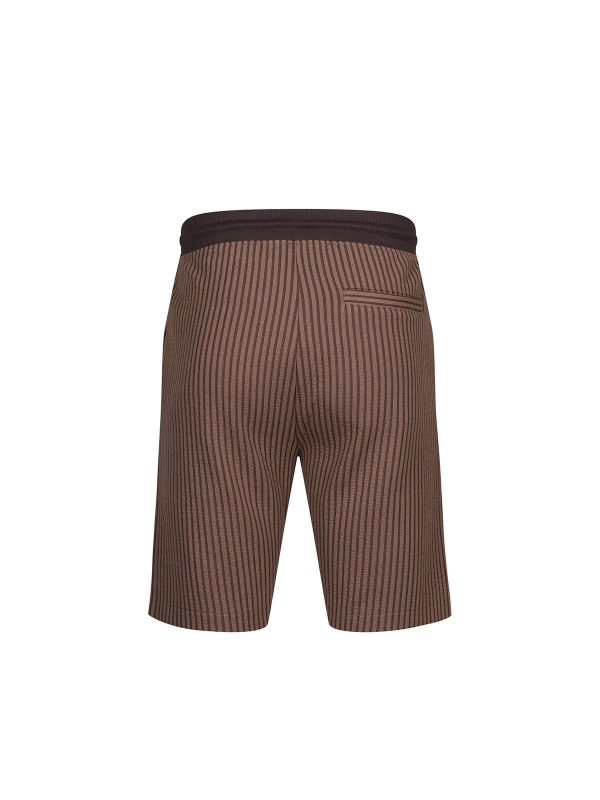 Men's brown shorts with drawstring waistband.