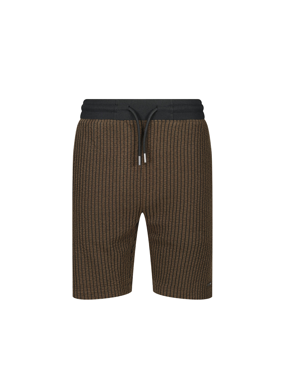 Men's brown shorts with drawstring waistband.