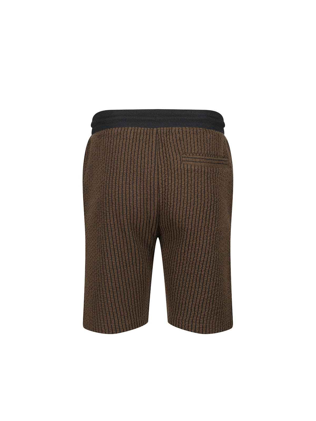 Men's brown shorts with drawstring waistband.