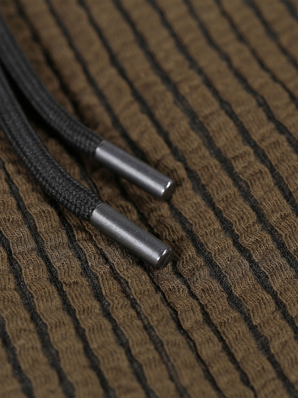 Men's brown shorts with drawstring waistband.