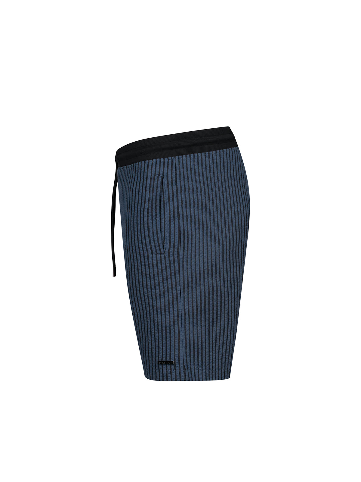 Men's blue shorts with drawstring waistband.