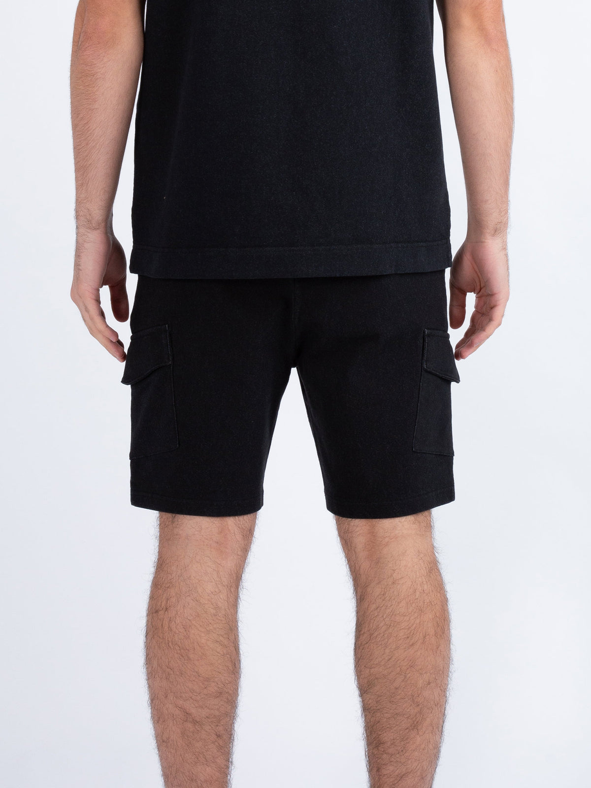 Men's grey shorts with drawstring waistband.