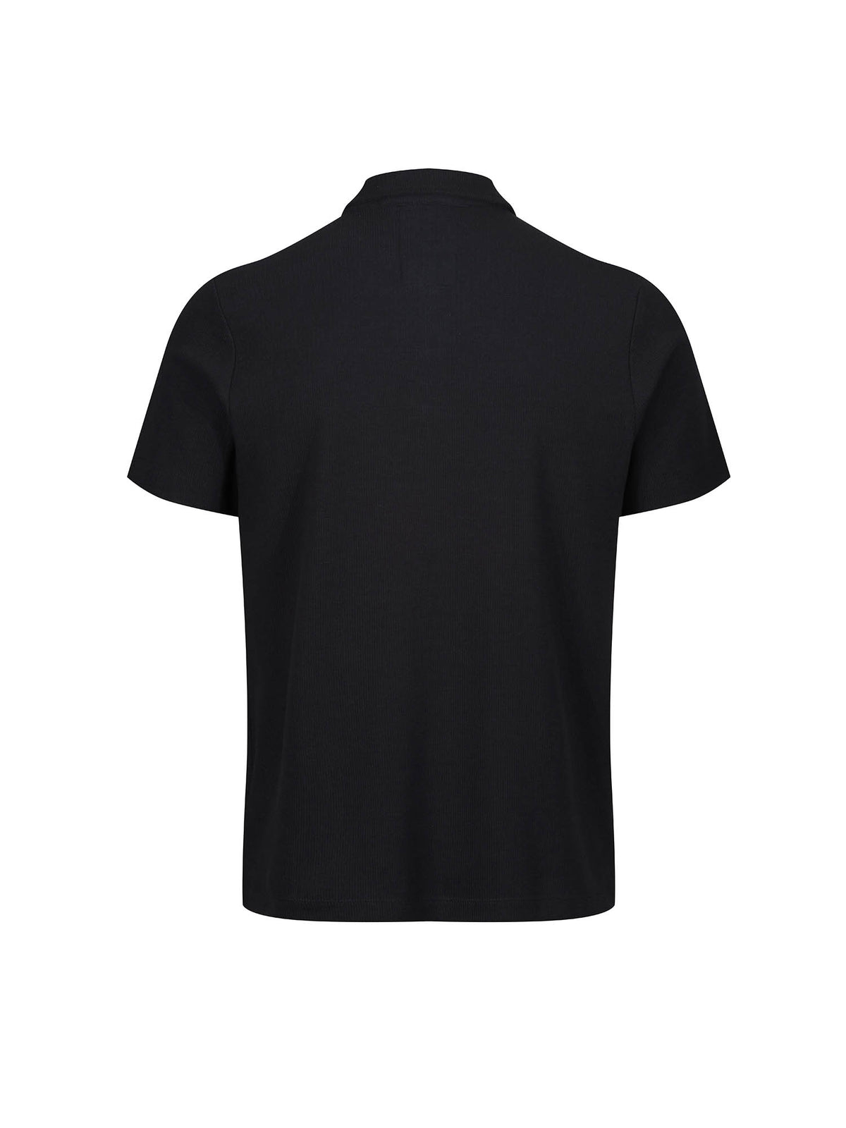 Men's black polo shirt with polo collar.